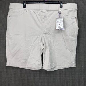 Gloria Vanderbilt Shape Effect High-Rise Bermuda Shorts 24W Beige Cotton Blend W